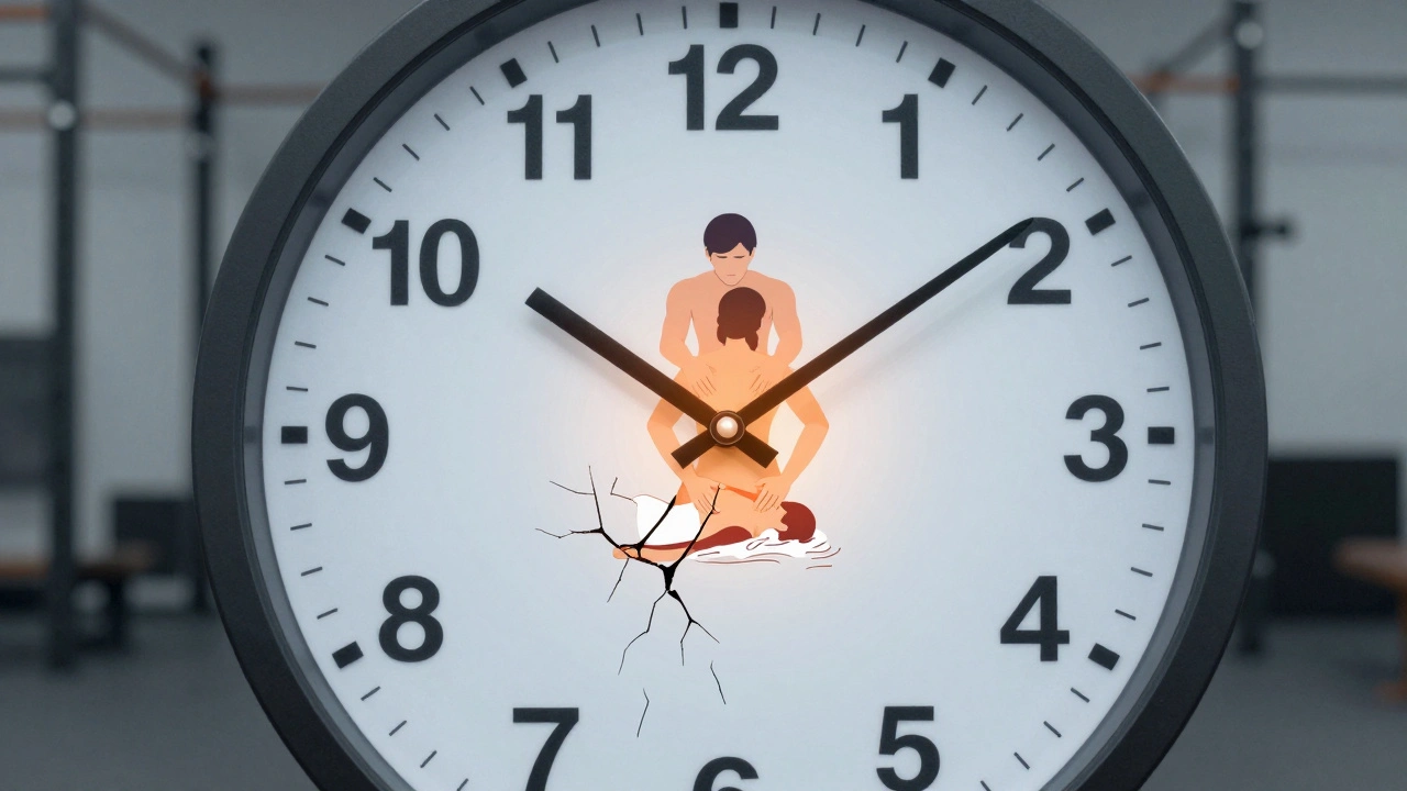 Hodiny symbolizují trénink a obnovu, kde bolest mizí pod masáží.