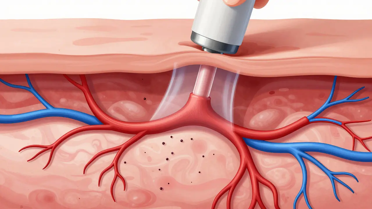 Ilustrace zlepšení cirkulace a detoxikace tkání při vakuoterapii